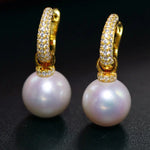 High Luster 12mm White Pearl Earrings Handmade Silver 925 White Pearl Earrings Etsy