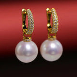 High Luster 12mm White Pearl Earrings Handmade Silver 925 White Pearl Earrings Etsy
