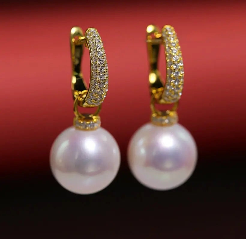 12mm High Luster White Pearl Earrings - Silver 925 Etsy