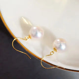 9mm Natural Akoya Pearls from Japan Earrings 18k Solid Yellow Gold Seawater White Pearl Earrings, Anniversary Gift Idea, Gift for Mom Etsy