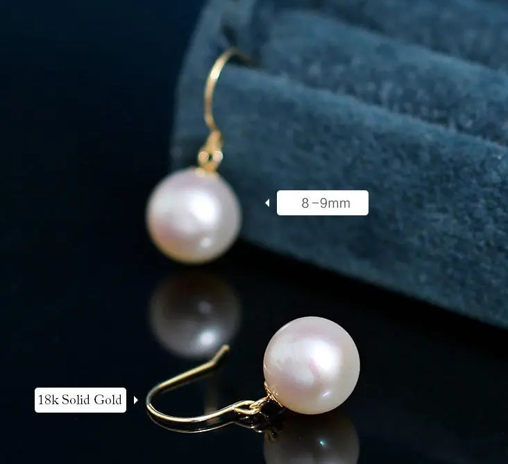 9mm Natural Akoya Pearls from Japan Earrings 18k Solid Yellow Gold Seawater White Pearl Earrings, Anniversary Gift Idea, Gift for Mom Etsy