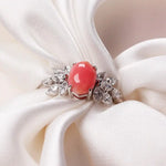 Queen Conch Pearl & White Diamond 18k Solid White Gold Ring (Customize), Strombus Gigas, Flamed Pink, Engagement ring, Customized Jewelry Etsy