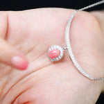 1.65ct Queen Conch Pearl & White Diamond Necklace 18K Solid White Gold Bespoke Necklace (Customize), Strombus Gigas, Flamed Pink Pearl Etsy