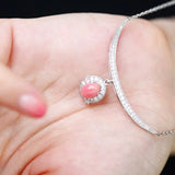 1.65ct Queen Conch Pearl & White Diamond Necklace 18K Solid White Gold Bespoke Necklace (Customize), Strombus Gigas, Flamed Pink Pearl Etsy