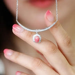 1.65ct Queen Conch Pearl & White Diamond Necklace 18K Solid White Gold Bespoke Necklace (Customize), Strombus Gigas, Flamed Pink Pearl Etsy