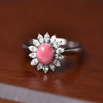 Queen Conch Pearl & Marquise White Diamond 18k Solid White Gold Ring (Customize), Strombus Gigas, Flamed Pink Pearls, Engagement ring Etsy