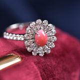1.41Carat Queen Conch Pearl & White Diamond Ring 18K White Gold Flower Ring, Pearls Strombus Gigas, Engagement Ring Etsy