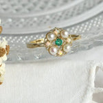 Emerald & Pearl, Opal Ring Handmade 18K Solid Yellow Gold Ring, Cluster Rings, Anniversary Gift Idea, Retro Jewelry Etsy