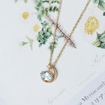 Natural Aquamarine Oval Shape & White Diamond Necklace 18K Solid Yellow Gold Necklace, Fine Jewelry, Gift for Her, Retro Fine Jewelry Etsy