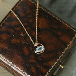 Natural Aquamarine Oval Shape & White Diamond Necklace 18K Solid Yellow Gold Necklace, Fine Jewelry, Gift for Her, Retro Fine Jewelry Etsy