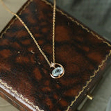 Natural Aquamarine Oval Shape & White Diamond Necklace 18K Solid Yellow Gold Necklace, Fine Jewelry, Gift for Her, Retro Fine Jewelry Etsy
