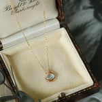 Natural Aquamarine Oval Shape & White Diamond Necklace 18K Solid Yellow Gold Necklace, Fine Jewelry, Gift for Her, Retro Fine Jewelry Etsy