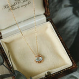 Natural Aquamarine Oval Shape & White Diamond Necklace 18K Solid Yellow Gold Necklace, Fine Jewelry, Gift for Her, Retro Fine Jewelry Etsy