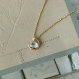 Natural Aquamarine Oval Shape & White Diamond Necklace 18K Solid Yellow Gold Necklace, Fine Jewelry, Gift for Her, Retro Fine Jewelry Etsy