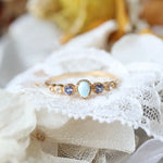 Natural Topaz & Larimar Tanzanite Ring Handmade 18K Solid Yellow Gold Ring, Cluster Rings, Anniversary Gift Idea, Retro Jewelry Etsy