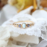 Natural Topaz & Larimar Tanzanite Ring Handmade 18K Solid Yellow Gold Ring, Cluster Rings, Anniversary Gift Idea, Retro Jewelry Etsy