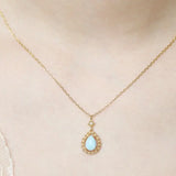 Natural Larimar Teardrop with Diamond Pearl Necklace & Ring 18K Solid Yellow Gold Necklace, Fine Jewelry, Gift for Her, Retro Fine Jewelry Etsy