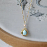 Natural Larimar Teardrop with Diamond Pearl Necklace & Ring 18K Solid Yellow Gold Necklace, Fine Jewelry, Gift for Her, Retro Fine Jewelry Etsy