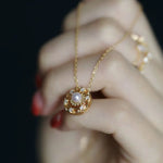 18K Yellow Gold White Pearl Diamond Necklace Etsy