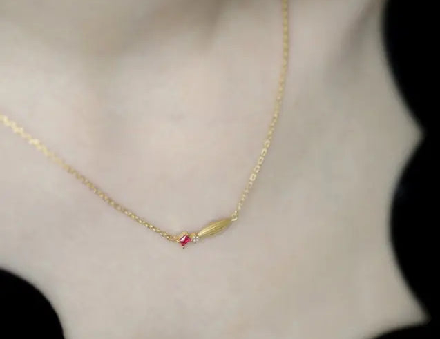 Natural Ruby & White Diamond 18K Yellow Gold Wheat Jewelry Set Etsy