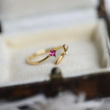 Natural Ruby & White Diamond 18K Yellow Gold Wheat Jewelry Set Etsy