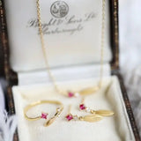 Natural Ruby & White Diamond 18K Yellow Gold Wheat Jewelry Set Etsy