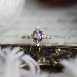 Amethyst Diamond Ring - 18K Yellow Gold Cluster Ring LaCorserArtJewelry