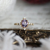 Amethyst Diamond Ring - 18K Yellow Gold Cluster Ring LaCorserArtJewelry