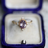 Amethyst Diamond Ring - 18K Yellow Gold Cluster Ring LaCorserArtJewelry