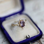 Amethyst Diamond Ring - 18K Yellow Gold Cluster Ring LaCorserArtJewelry