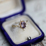 Amethyst Diamond Ring - 18K Yellow Gold Cluster Ring LaCorserArtJewelry
