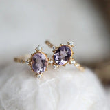 Amethyst Diamond Ring - 18K Yellow Gold Cluster Ring LaCorserArtJewelry