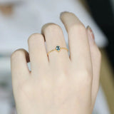 Garnet Aquamarine Topaz Larimar Diopside Ring Handmade 18K Solid Gold Ring, Chain Rings, Anniversary Gift Idea, Retro Jewelry, Gift for her - LaCorserArtJewelry