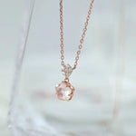Sakura Pink Quartz & White Diamonds Necklace 18K Yellow Gold Etsy