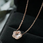 Sakura Pink Quartz & White Diamonds Necklace 18K Yellow Gold Etsy