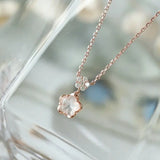 Sakura Pink Quartz & White Diamonds Necklace Handmade 18K Solid Yellow Gold Necklace, Anniversary Gift Idea, Retro Fine Jewelry Etsy