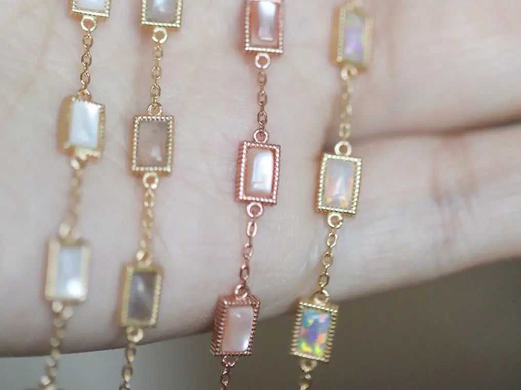 Natural Mother of Pearl Rectangle Bracelet Handmade 18k Solid Yellow Gold Bracelet, Anniversary Gift Idea, Retro Fine Jewelry Etsy