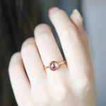 Natural Amethyst Handmade 18K Solid Yellow Gold Amethyst Ring, Stackable Rings, Cluster Rings, Gift Idea - LaCorserArtJewelry