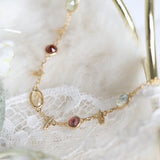 Natural Topaz & Garnet, Olivine, Crystal Bracelets Handmade 18K Solid Yellow Gold Leaf Bracelets, Anniversary Gift Idea, Retro Jewelry - LaCorserArtJewelry