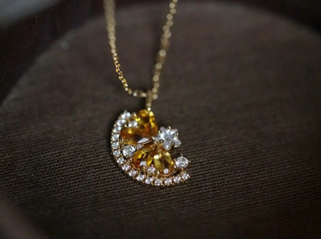 Natural Citrine Necklace Handmade 18K Gold Plated Vermeil Star Necklace, Anniversary Gift Idea, Retro Fine Jewelry Etsy