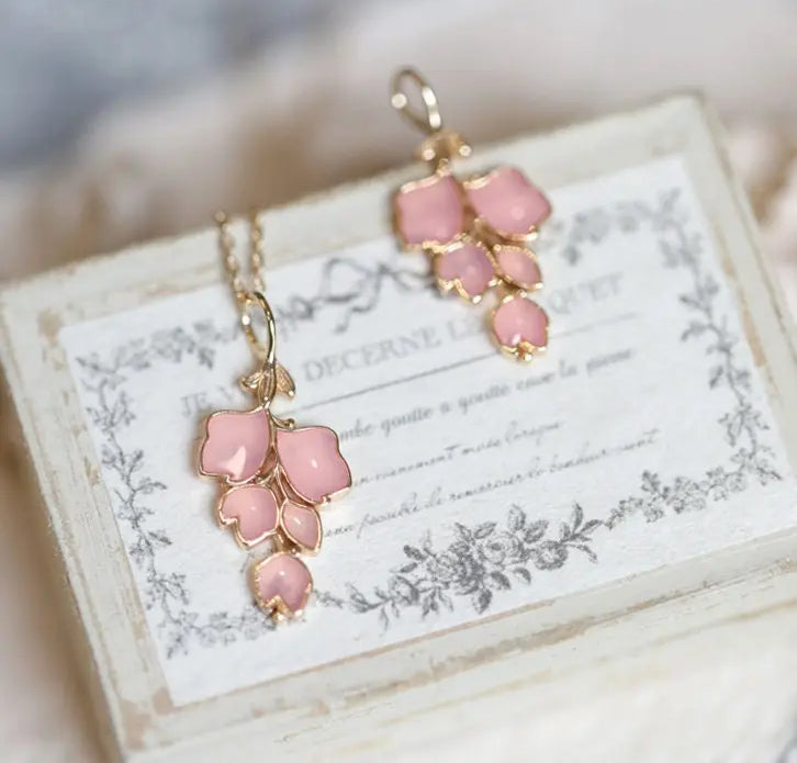 Pink Sakura Enamel Necklace Handmade 18k Gold Plated Vermeil Flower Necklace, Anniversary Gift Idea, Retro Fine Jewelry Etsy