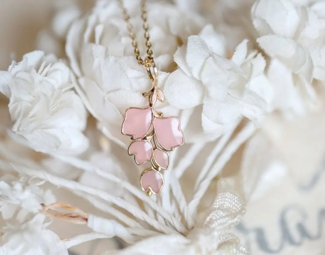 Pink Sakura Enamel Necklace Handmade 18k Gold Plated Vermeil Flower Necklace, Anniversary Gift Idea, Retro Fine Jewelry Etsy