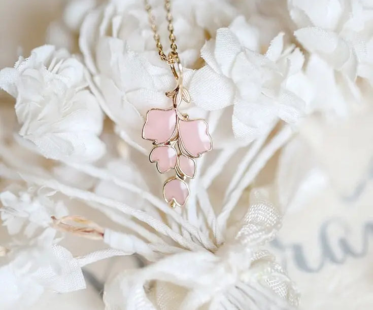 Pink Sakura Enamel Necklace Handmade 18k Gold Plated Vermeil Flower Necklace, Anniversary Gift Idea, Retro Fine Jewelry Etsy