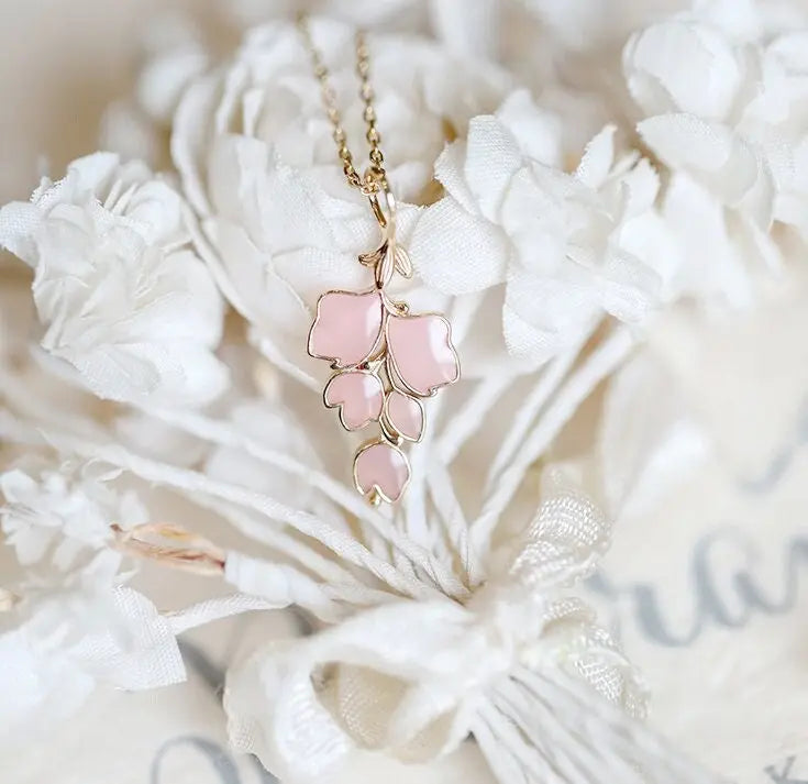 Pink Sakura Enamel Necklace Handmade 18k Gold Plated Vermeil Flower Necklace, Anniversary Gift Idea, Retro Fine Jewelry Etsy