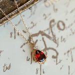 Natural Garnet Teardrop & White Diamond Necklace Handmade 18K Solid Yellow Gold Necklace, Gift for Her, Anniversary Gift Idea, Retro Jewelry Etsy