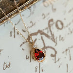Natural Garnet Teardrop & White Diamond Necklace Handmade 18K Solid Yellow Gold Necklace, Gift for Her, Anniversary Gift Idea, Retro Jewelry Etsy