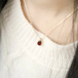 Natural Garnet Teardrop & White Diamond Necklace Handmade 18K Solid Yellow Gold Necklace, Gift for Her, Anniversary Gift Idea, Retro Jewelry Etsy