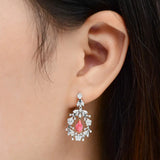 Queen Conch Pearl & White Diamond Earrings 18K Solid White Gold Wreath Flower Earrings (Customize), Strombus Gigas, Flamed Pink Pearl Etsy