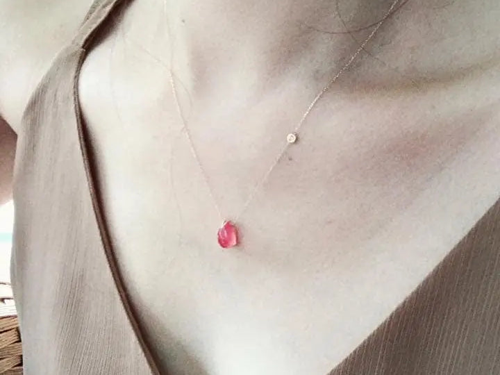 Natural Argentina Rhodochrosite & Yellow Necklace 18K Rose Gold Etsy