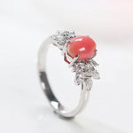 Queen Conch Pearl & White Diamond 18k Solid White Gold Ring (Customize), Strombus Gigas, Flamed Pink, Engagement ring, Customized Jewelry Etsy